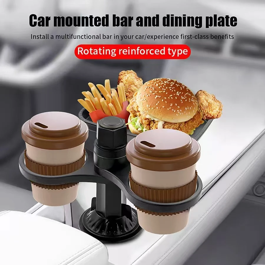 Multi Functional Dining Tray Coffee Beverage Burger Table 360 Degree Rotating Car Cup Holder