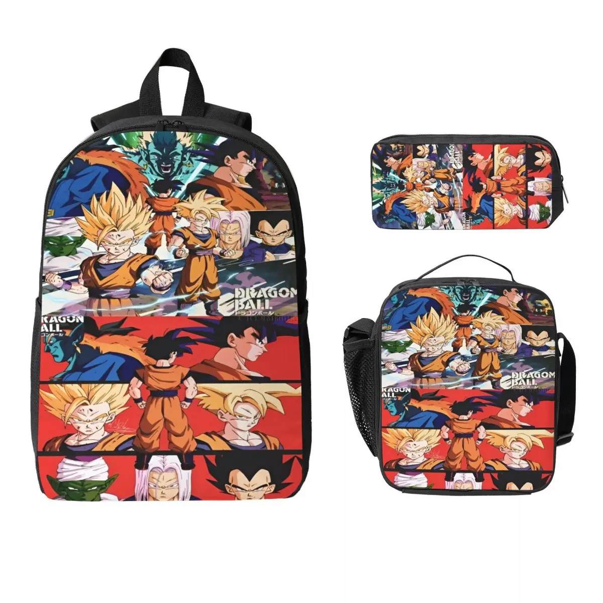 

Набор из 3 школьных рюкзаков DragonBallZ для девочек и мальчиков, наборы рюкзаков с пеналами и ланч-боксами для школьников, повседневные рюкзаки