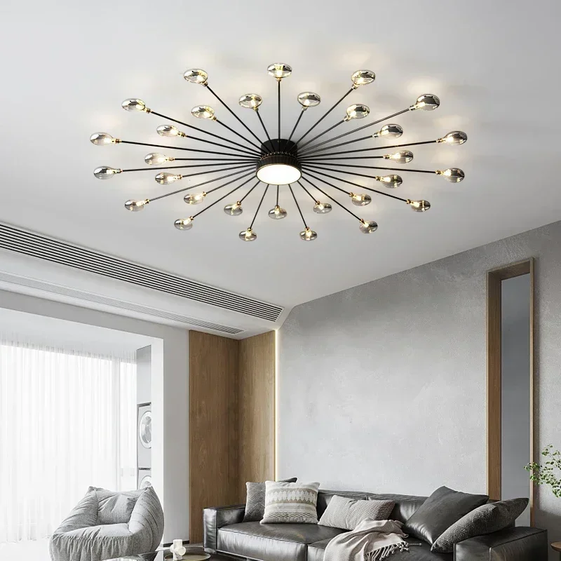 Simple Copper Fireworks Bedroom Led Ceiling Lamp Modern Bedroom Led Ceiling Chandelier for Living Room Lights for Room Decor