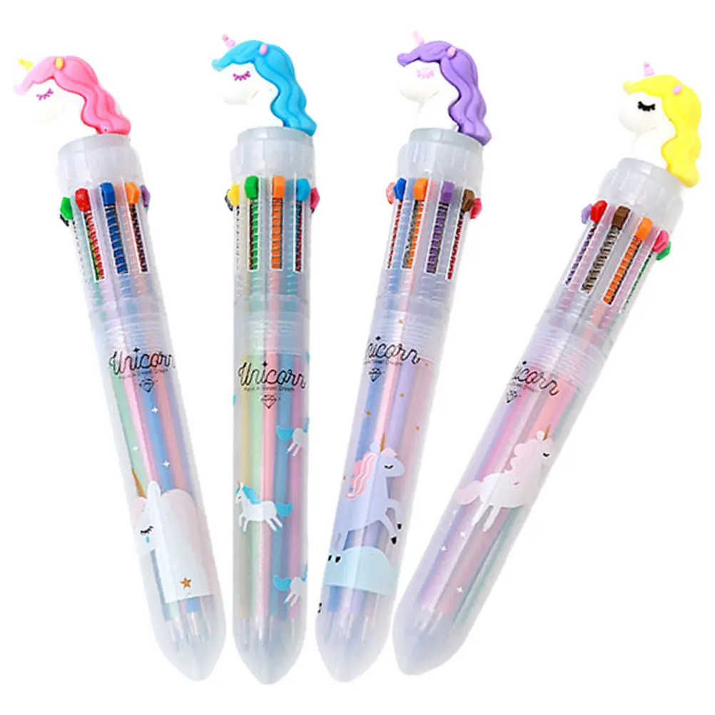 

4Pcs Multicolor Ballpoint Pens Cartoon Plastic Material Smooth Ink for Daily Writing Coloring Scrapbook Art Supplies