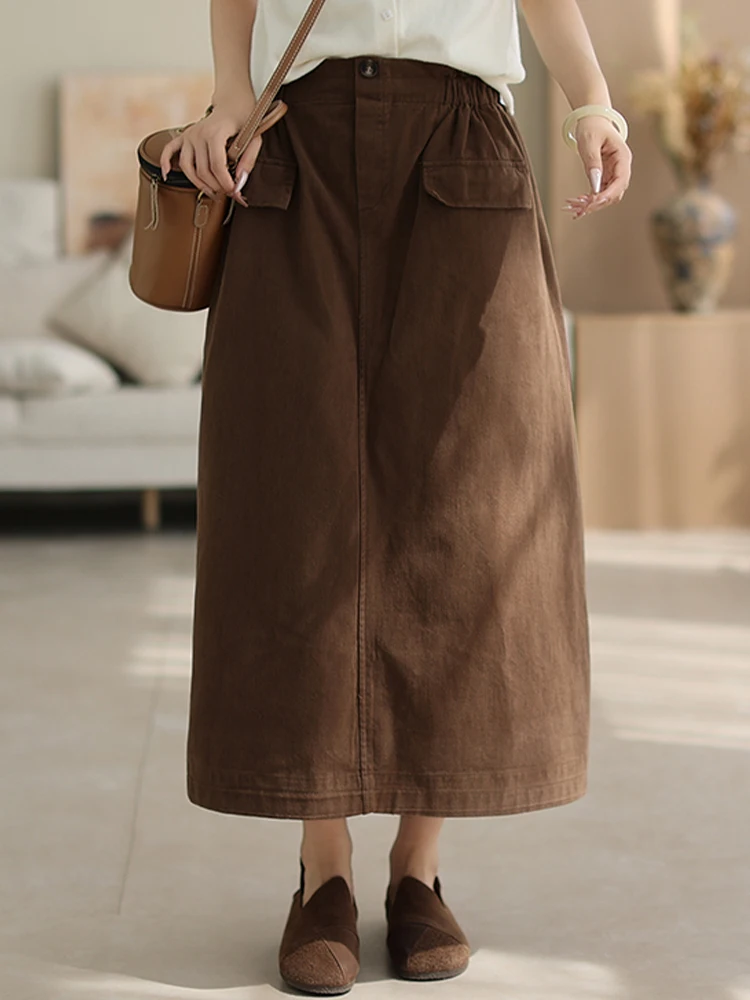 Amax LuluE Korean Winter Womens Fashion Elegant Solid Skirts Ladies Luxury Loose Classic Leisure Vintage Elastic Waist Clothes