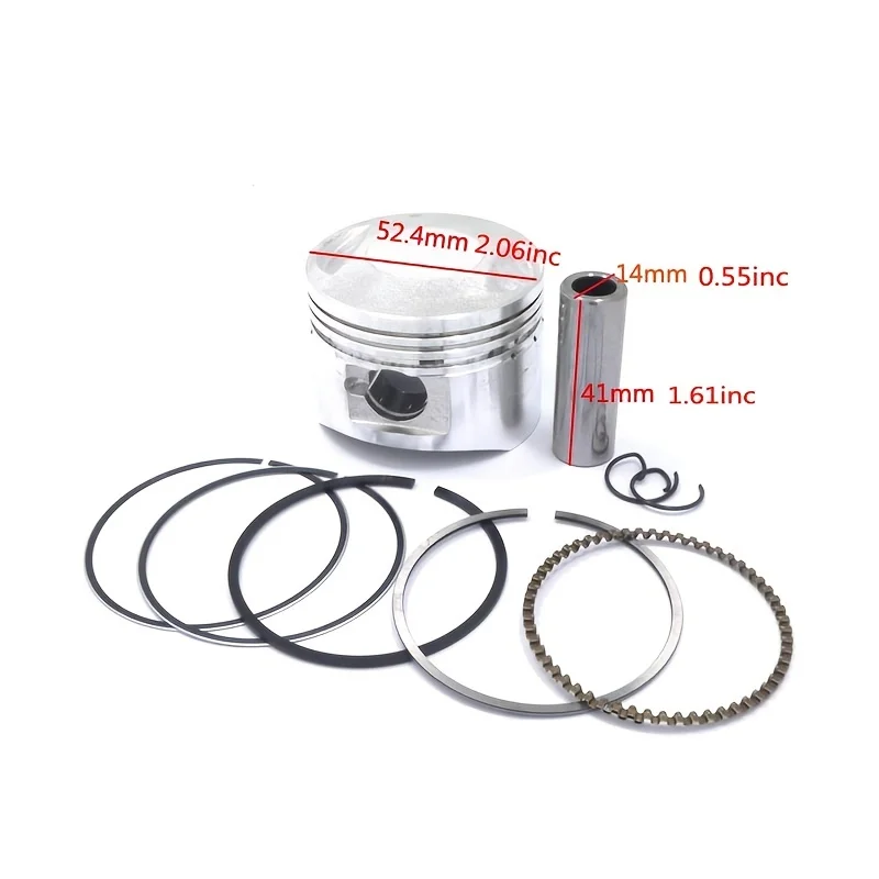 LF125 Motorcycle 52.4mm Piston Rings 14mm Pin Set For Lifan 125cc 1P52FMI Horizontal Engine Dirt Pit Bike ATV Quad