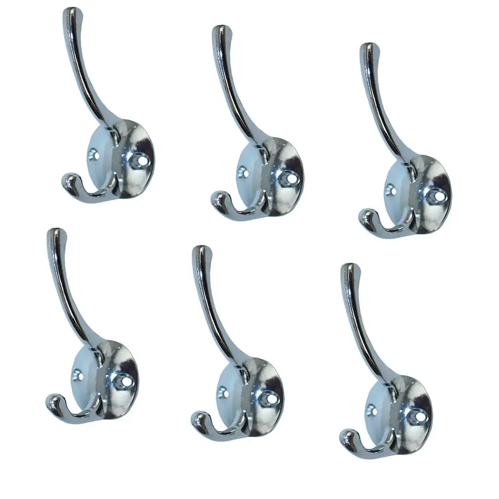 Silver Wall Clothes Hanger Hook Zinc Alloy Retro Holder with Screws for Door Wardrobe Bathroom Organization