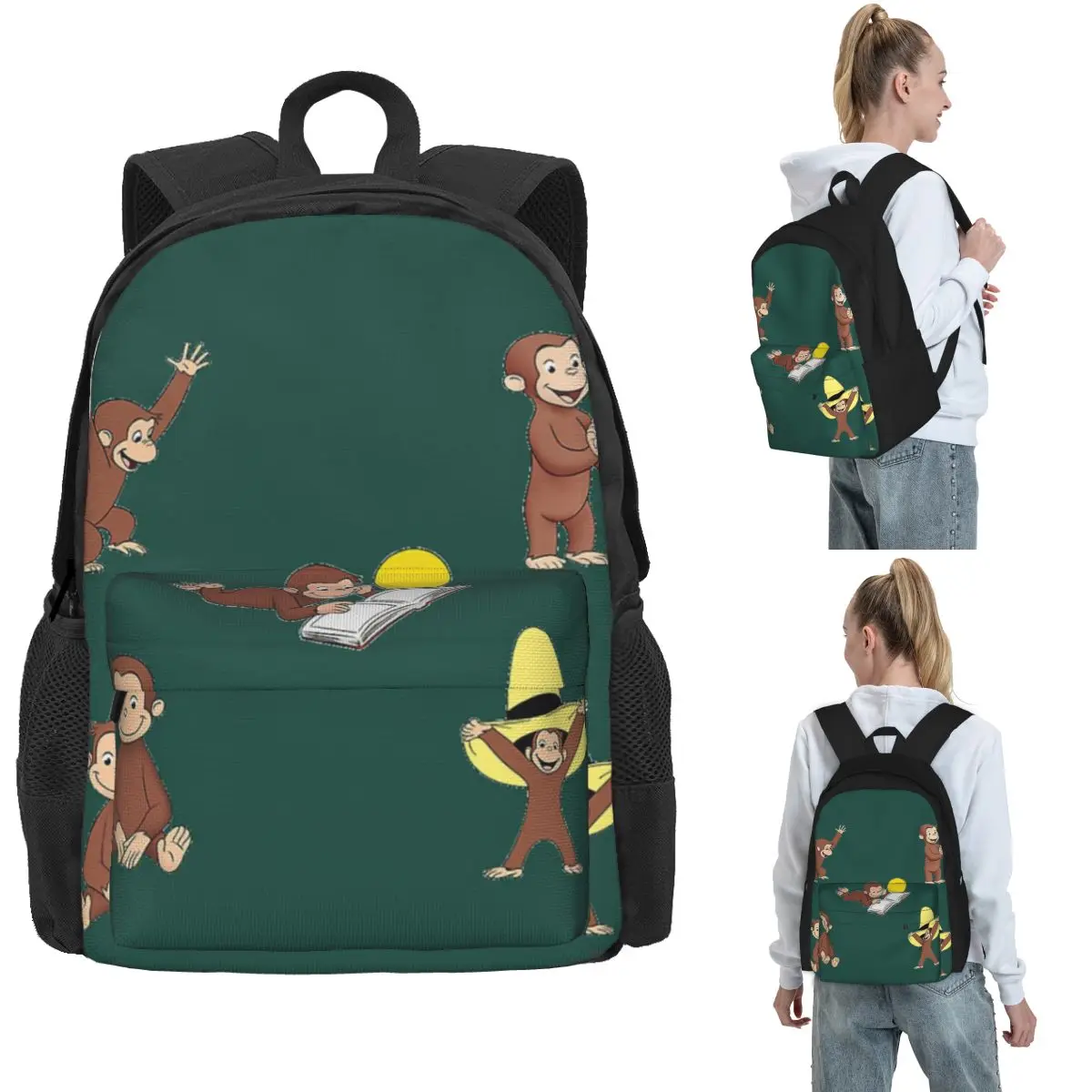George The Curious Monkey Cartoon For Kids Pack Backpack Hot Sale Daypack Large Capacity Kids BookBagShoulder Bags for Men Women