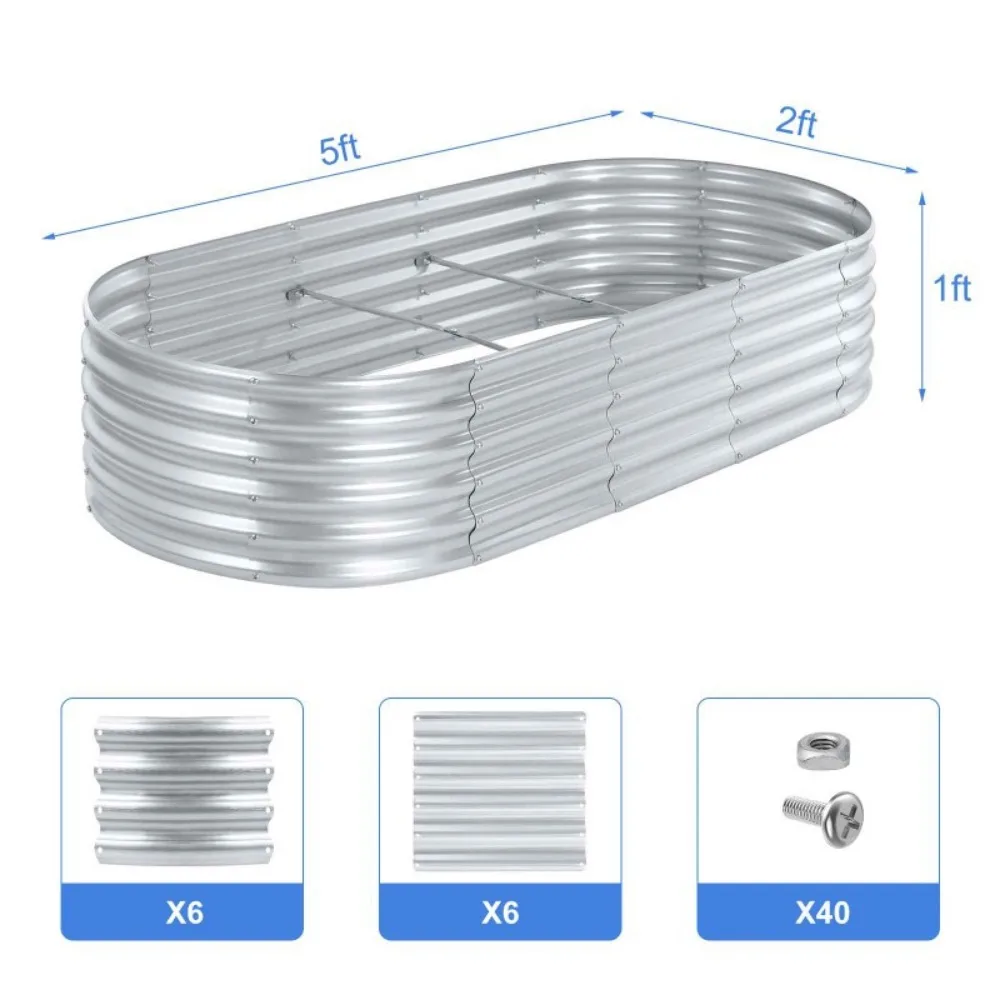 Galvanized Raised Garden Bed Kit, 5x2x1 ft Metal Raised Garden Beds Outdoor for Vegetables