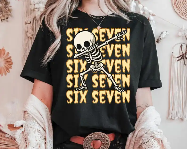 

Забавная рубашка 67, футболка со скелетом, костюм мозга на Хэллоуин, футболка со скелетом 67, для мужчин и женщин, забавная футболка с мемом