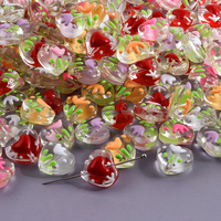 7Pcs Colorful Cute Enamel Flower Transparent Glass Spacer Beads DIY For Jeweley Making Supplies Necklace Keychain Accessories