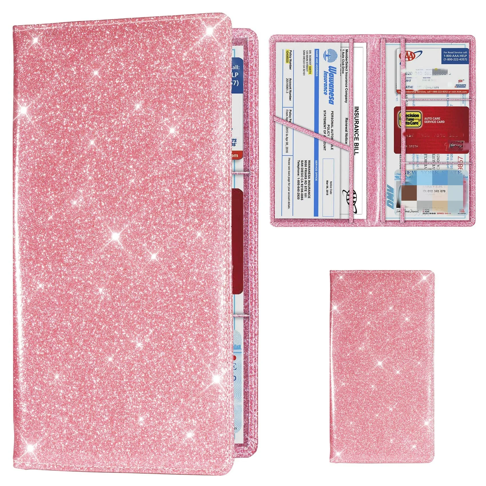 Car Registration and Insurance Card Holder, Vehicle License Document Glove Box Compartment Organizer