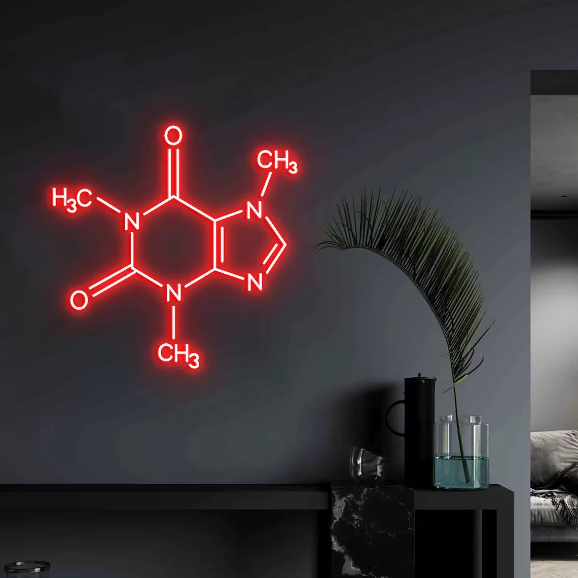 Imagem -04 - Cafeína Molecular Neon Sign Chemical Led Neon Sign Decoração de Casa e Quarto Dopamina Wall Art Presente Personalizado