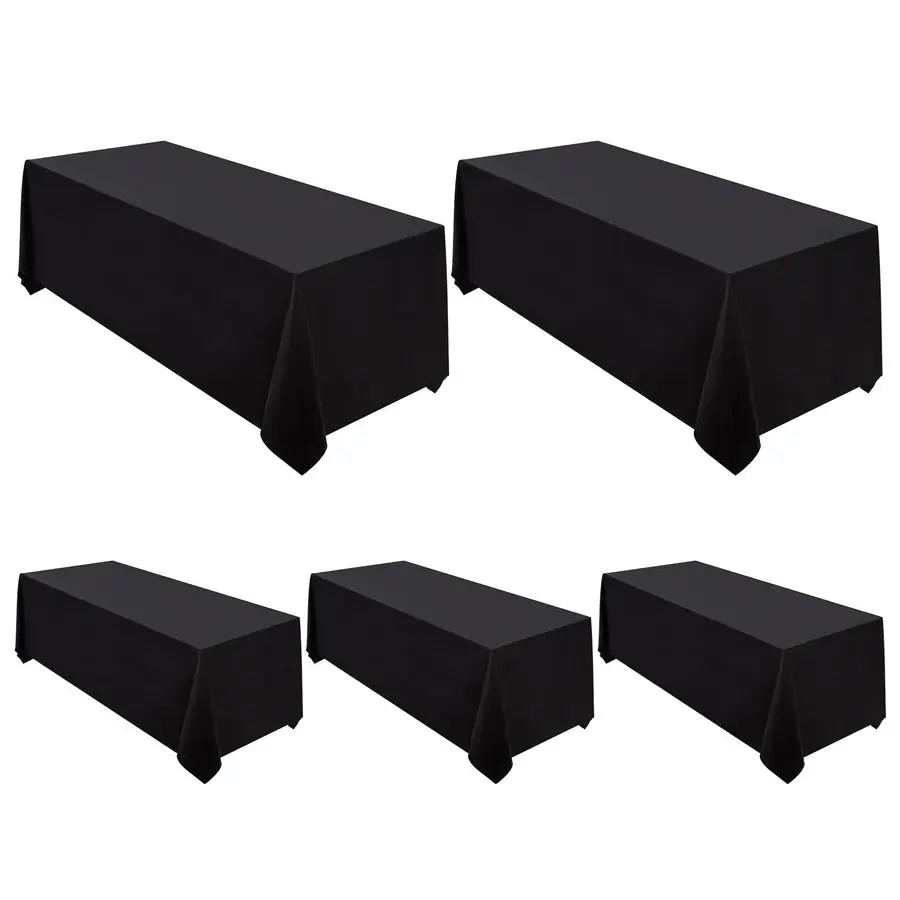 

5 Pack Black Tablecloth 90 x 132inch Rectangular Polyester Table Cloth for Weddings, Banquets, or Restaurants