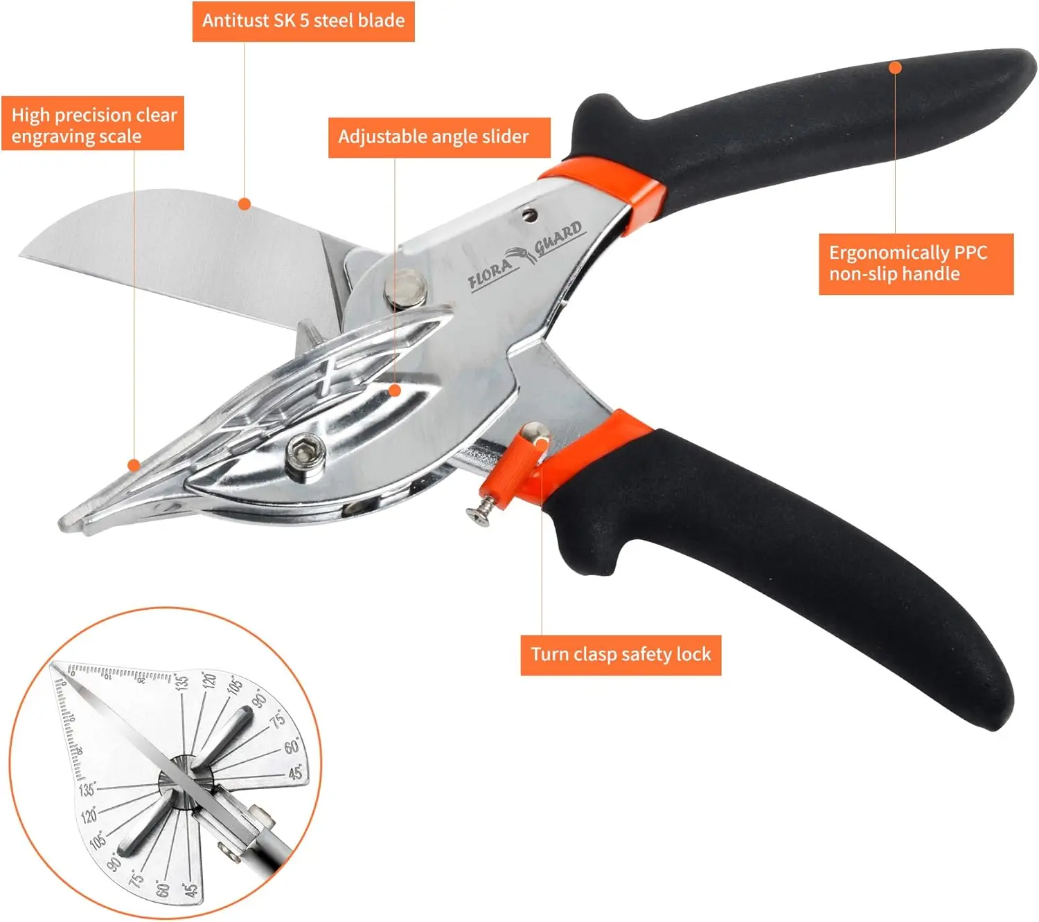 45-135 درجة متعددة زاوية ميتري مقص القاطع ل أنبوب PVC لوحة الحائط صب تقليم سلك فتحة أداة القطع الزاوي #5
