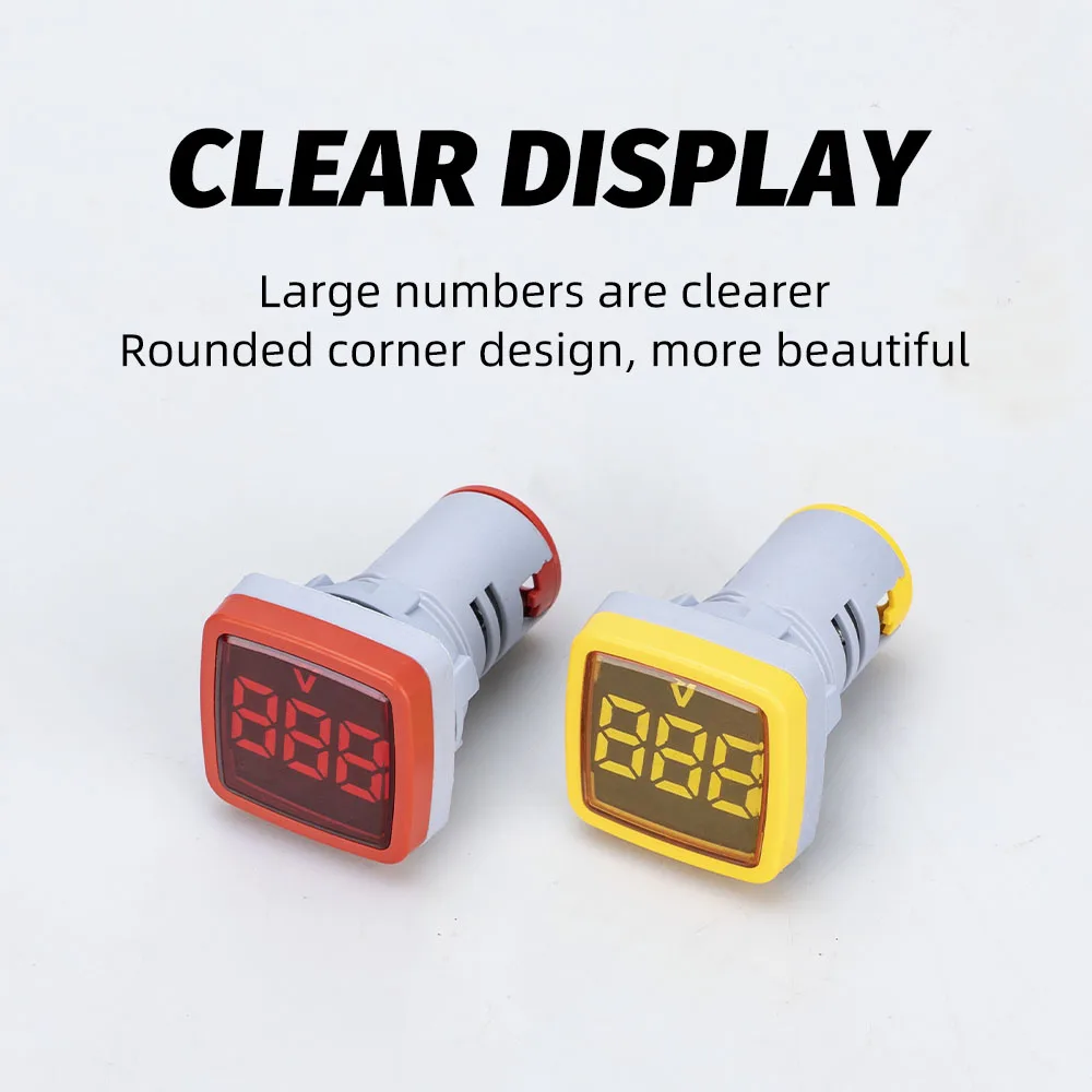 New 22mm Mini Digital Voltmeter Square AC 20-500V Volt Voltage Tester Meter Monitor Power LED Indicator Pilot Lamp Light Display