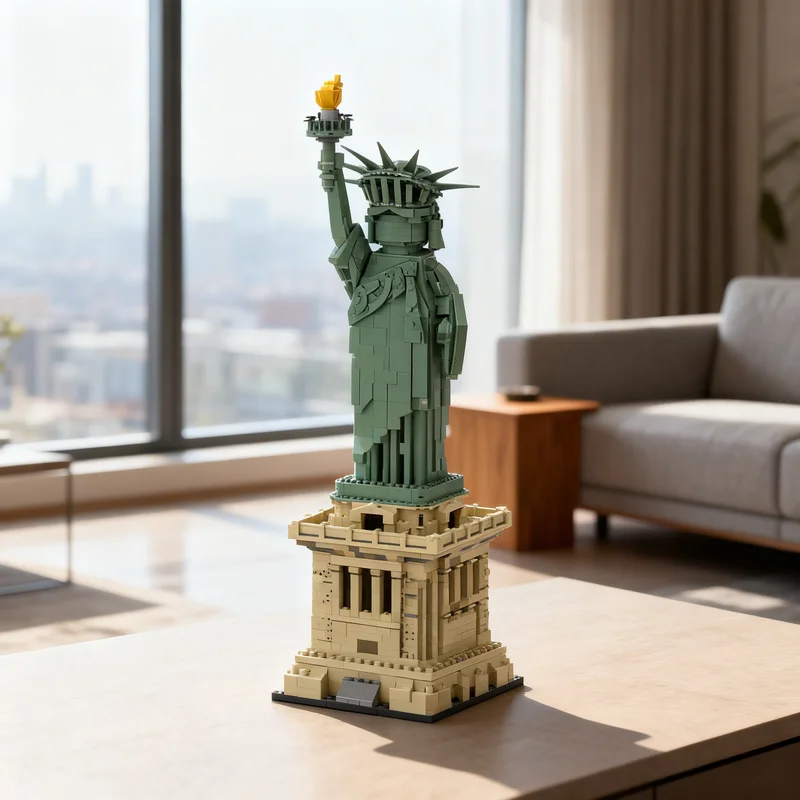 3848pcs MOC Icons Statue Liberty - Lady Liberty Up-Scaled Buildable Figure & Pedestal Tower Model Building Blocks Toy Brick Idea