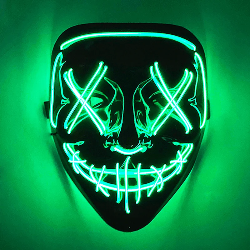 Purge Led Mask Masquerade Night Club Luminous Movie Theme Mask The Purge Glowing Cosplay Mask Horror Mask Men Vendetta Mask