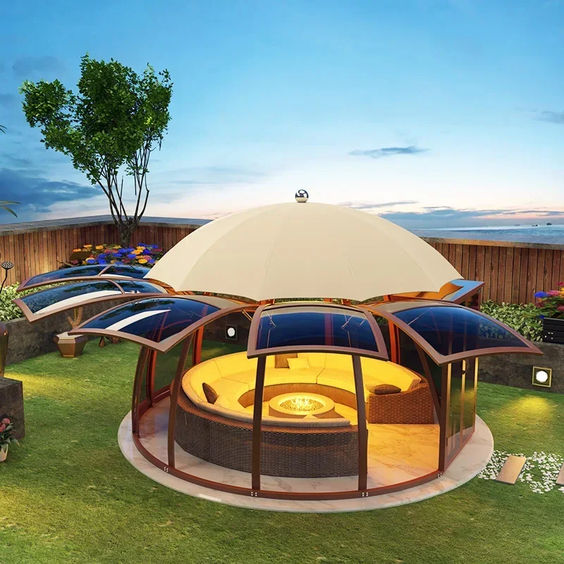 

Flying saucer wooden frame sun room European garden balcony outdoor cabin villa luxury courtyard pavilion with windows