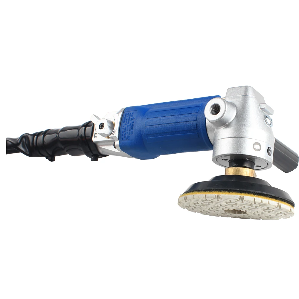 Pneumatic Wet Stone Angle Polisher Rear Exhaust for Granite Marble Quartz Concrete Countertop 5in 5500RPM M14 5/8-11 90PSI 16CFM
