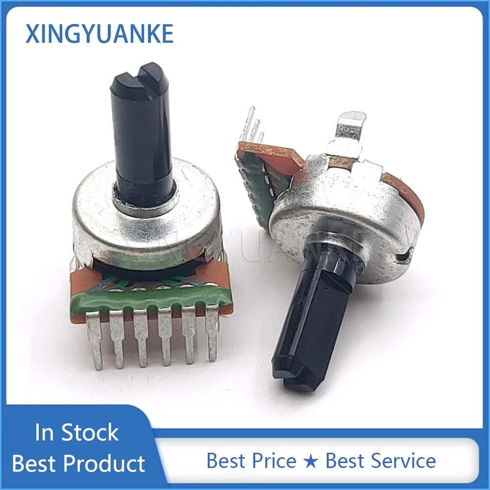 

5PCS 161 Type Vertical Double B10K B20K B50K B100K Audio Volume Rotary Potentiometer B103 B203 B503 B104 6-Pin Shaft Length 15MM