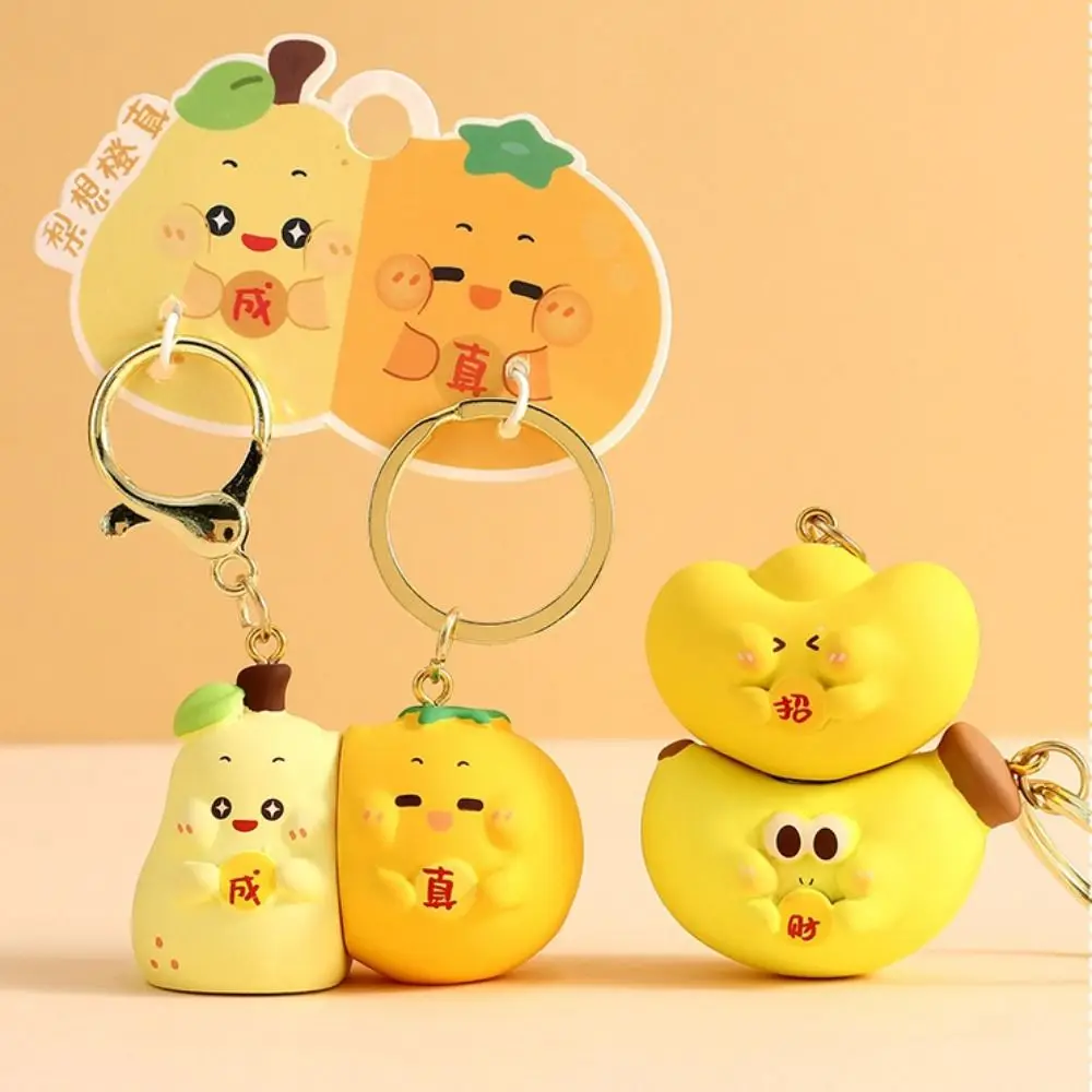 Fruit Doll Magnetic Keychain Banana Cartoon Persimmon Peanut Pendants Kawaii Pear Couple Magnetic Keyring Gifts for Lovers