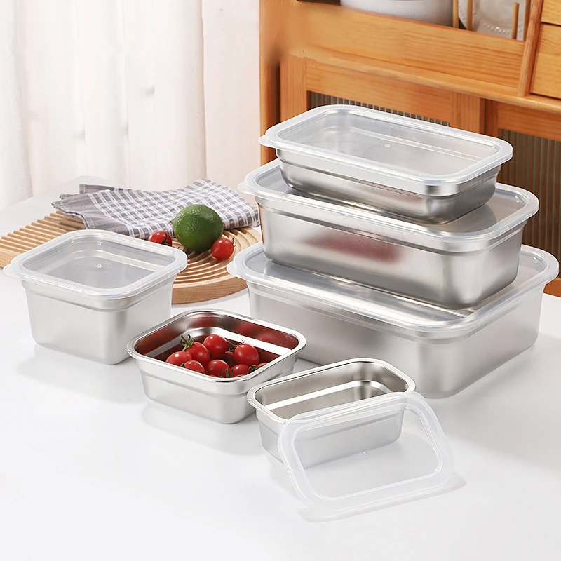 

Stainless Steel Bento Lunch Box with Lid Refrigerator Fresh-Keeping Food Container Preservation Box Picnic Storage Box Crisper