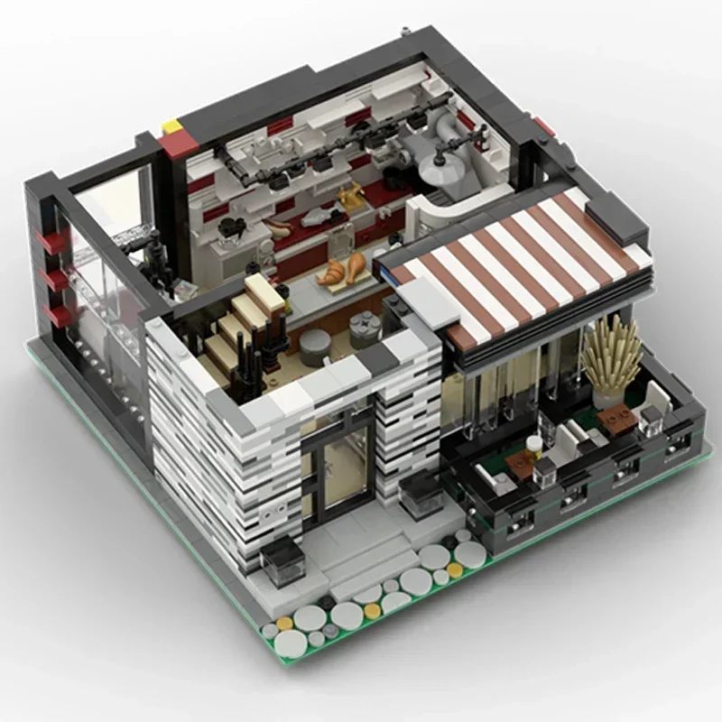 Moc tijolos de construção vista rua modelo bar e restaurante tecnologia blocos modulares presentes brinquedos para crianças conjuntos diy montagem