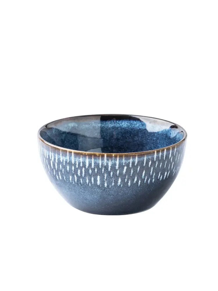 Hand-painted kiln glazed ceramic bowl 5-inch household noodle eating  anti-scalding small