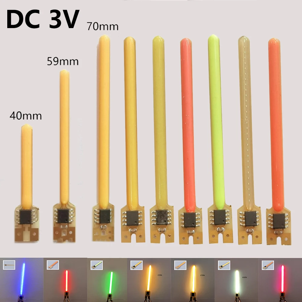 

40/59/70MM LED Cob Meteor Shower Flowing Water Lamp 3V LED Filament Diode Color Parts Decoration Incandescent Light Accessories