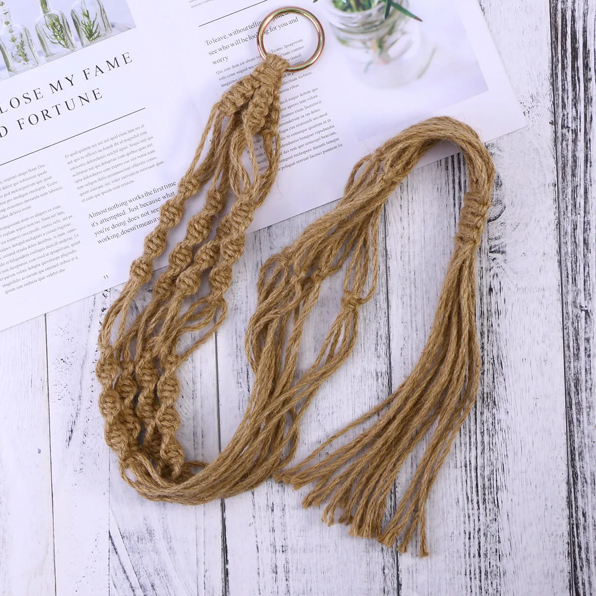 Cotton Rope Macrame Plant Hanger Hanging Planter Indoor Outdoor Wall Decor for Round Square Pots Deck Patio Kitchen Living Room