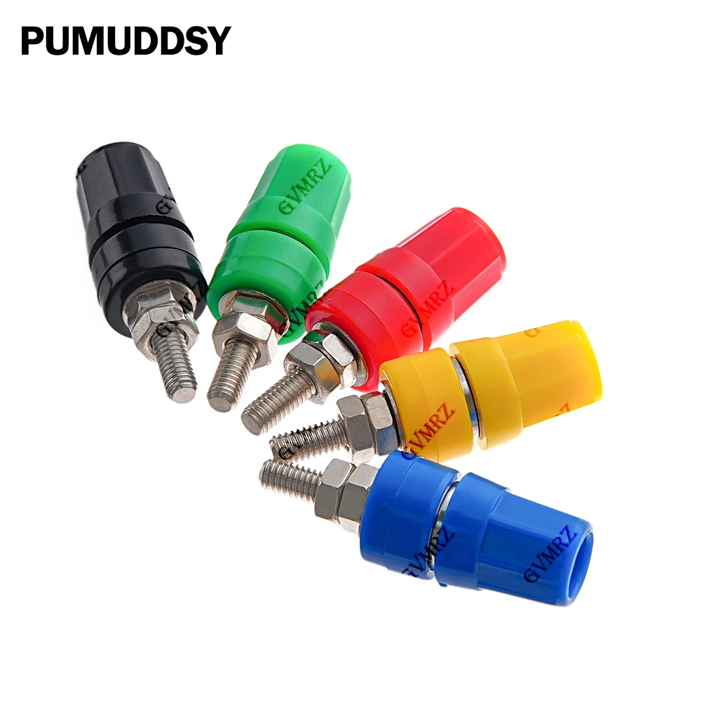 5PCS M4x36 Black Red Banana Jack Socket M4X36 Pure Copper Terminal 20A Binding Post Banana Plug Connector M4*36 Blue Green
