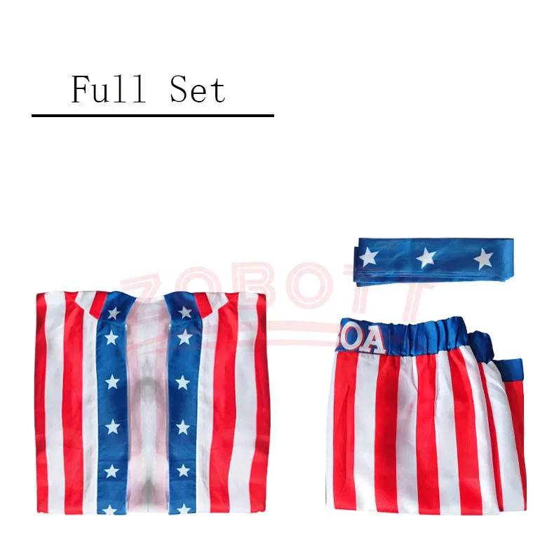 Disfraz de boxeo drapeau americano para adultos, con Robe courte Rocky Balboa, disfraz de Cosplay du jour de la independenciacia