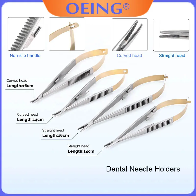 

1Pc Dental Orthodontic Castroviejo Needle Holders Dental Orthodontic Microscopy Tweezer with Lock 14Cm/16Cm Straight/Curved