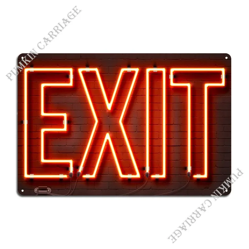 Exit Neon Sign Metal Plaque Wall Decor Iron Sign Wall Decor Cinema Tin Sign Poster