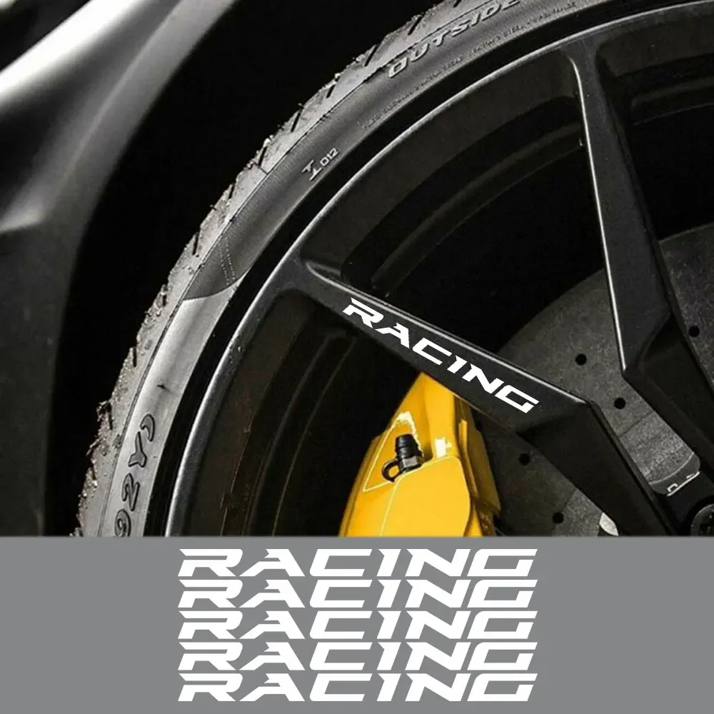 5PCS Car Wheels Rim Stickers Racing Styling Vinyl Decor Decals For Fiat VW BMW Kia Ford Honda Volvo Nissan Golf Auto Accessories
