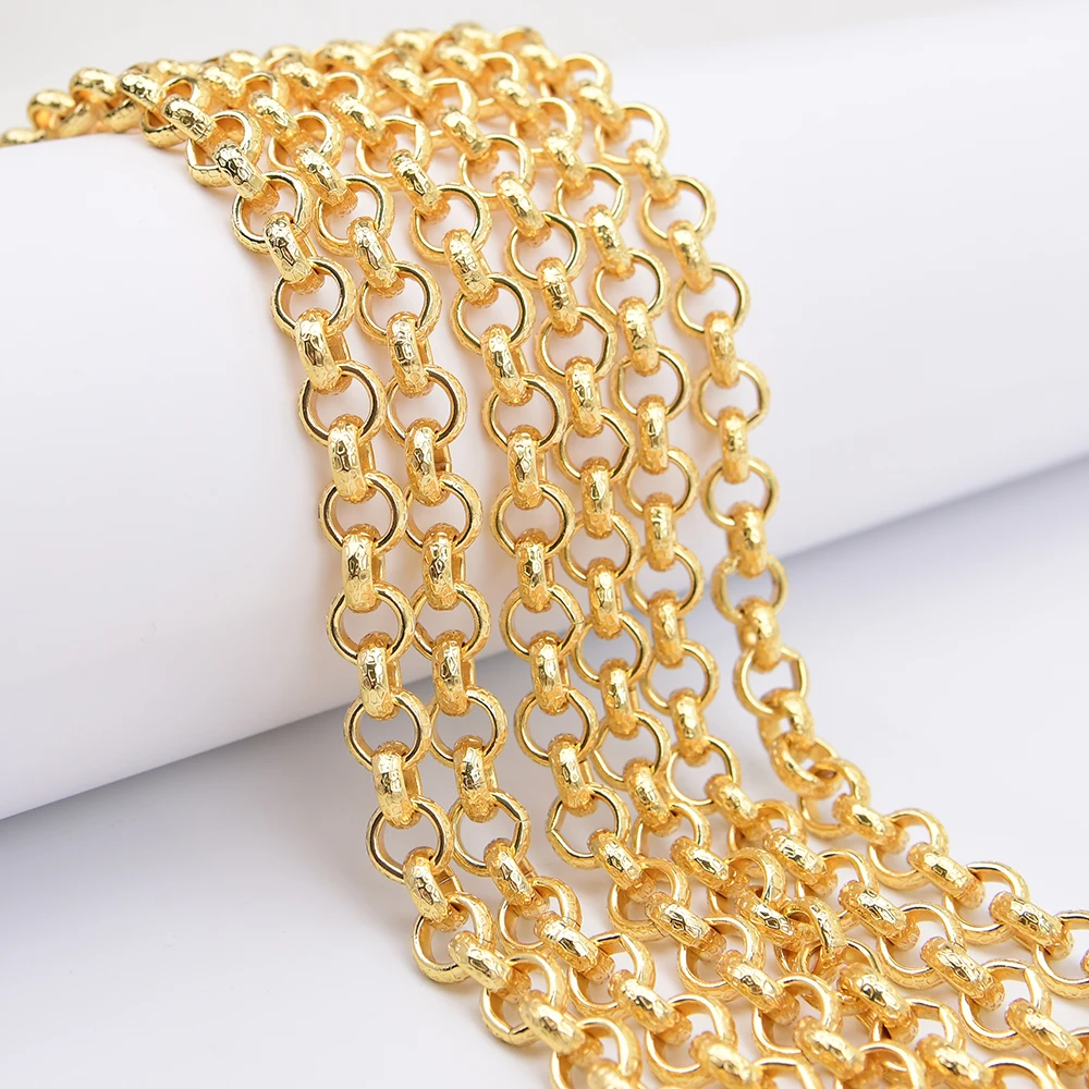APDGG 1 Meter 12mm Bezel Set Gold Plated Copper Fashion Circle Chain Paperclip Necklace Bracelet Earring Making DIY