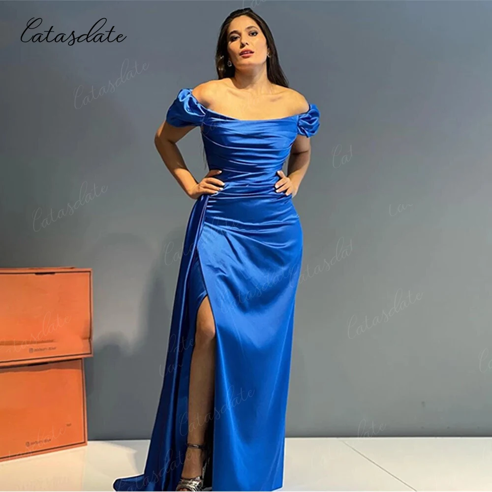 Catasdate Off Shoulder Satin Party Dresses Women Evening Luxury Dress for Gala Party Mermaid Formal Dress vestidos de fiesta