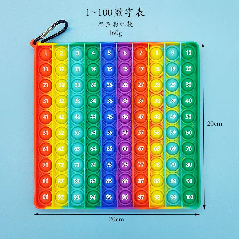 Colorful Math Toys Multiplication Tables Push  100 Bubble Pop Macaron Rainbow, Silicone It Fidget Toys for Learning Teaching aid