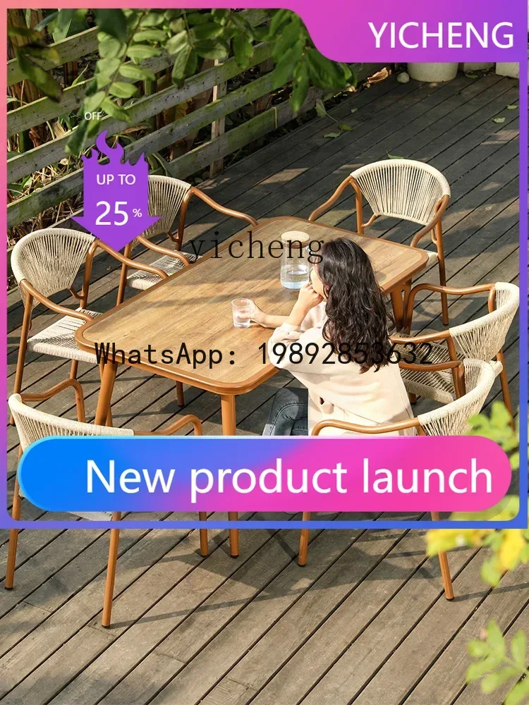 

CZ7 Outdoor Table and Chair Garden Leisure Dining Table Outdoor Villa Waterproof Sunscreen Rattan Chair