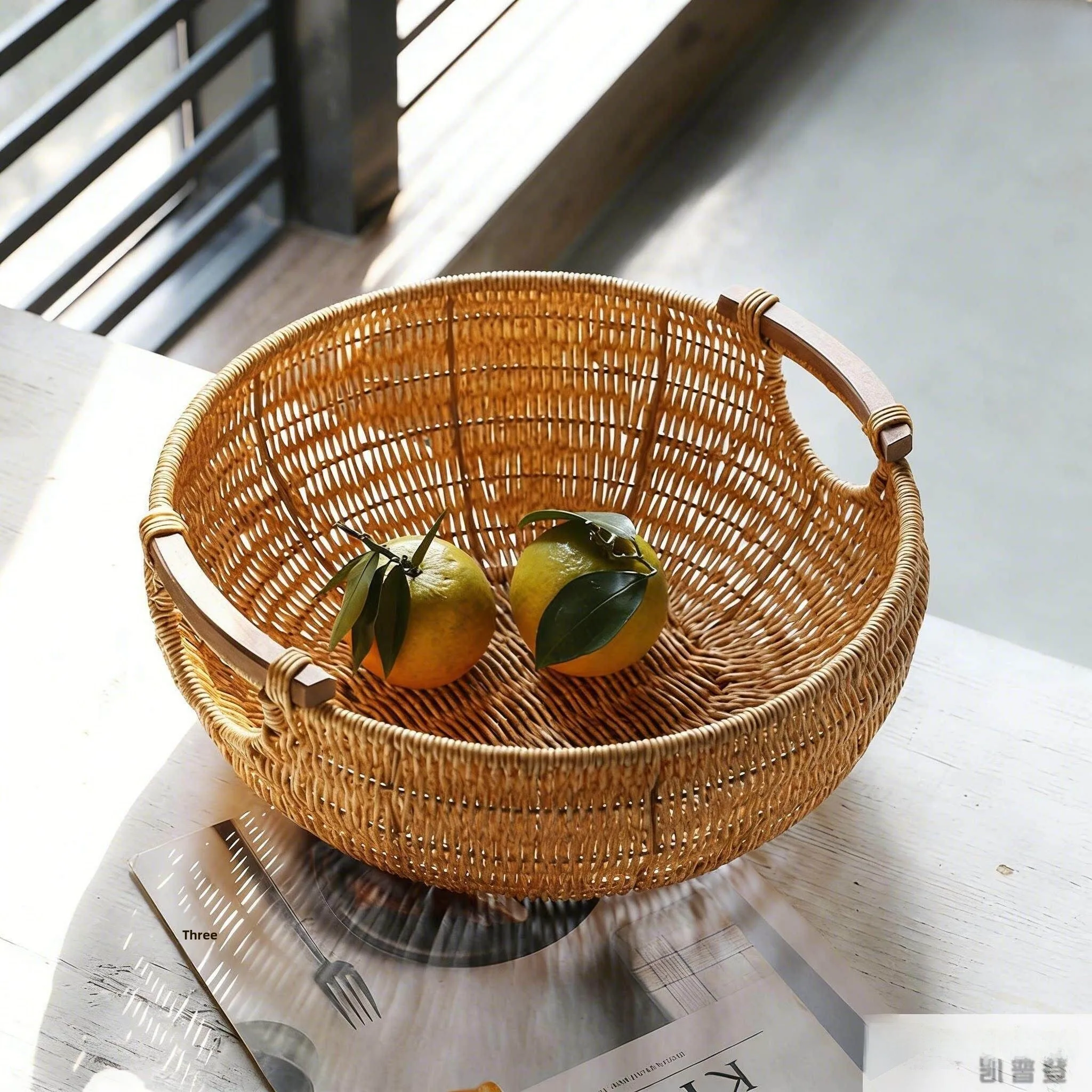 

Creative Living Room Decoration Storage Basket Bread Basket American Style Storage Basket Home Fruit Basket Vine Weaving