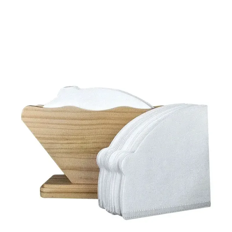 Papel de filtro de café em forma de v 60 suporte de uso único despeje sobre filtros de cone fibras de bambu naturais 100 peças para fabricação de café barista