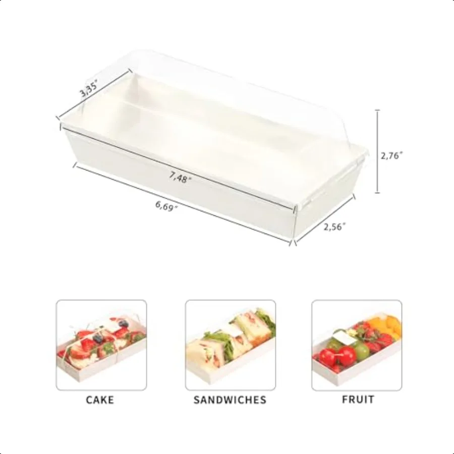 Pequenas caixas de charcutaria com tampas transparentes e garfos para ir papel rec caixa de charcutaria recipientes de alimentos 7 Polegada caixas de droert para bolo s