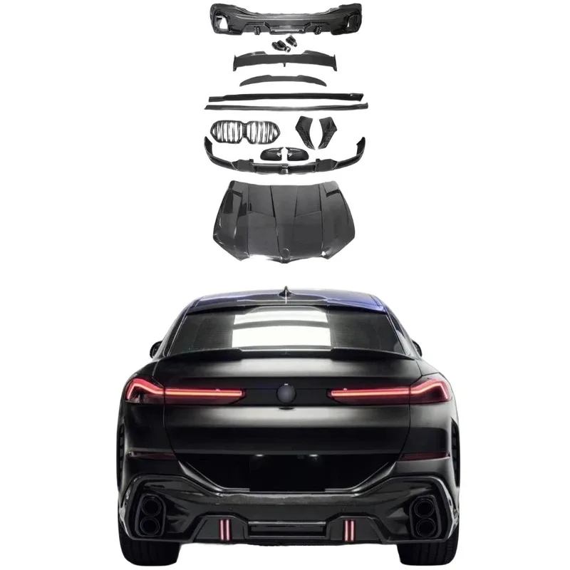 Upgr Modification KitX6 X6M Carbon Fiber Front Bumper Lip LD Style S G06 F96 Carbon Fiber Diffuser Side Skirt Roof Spo