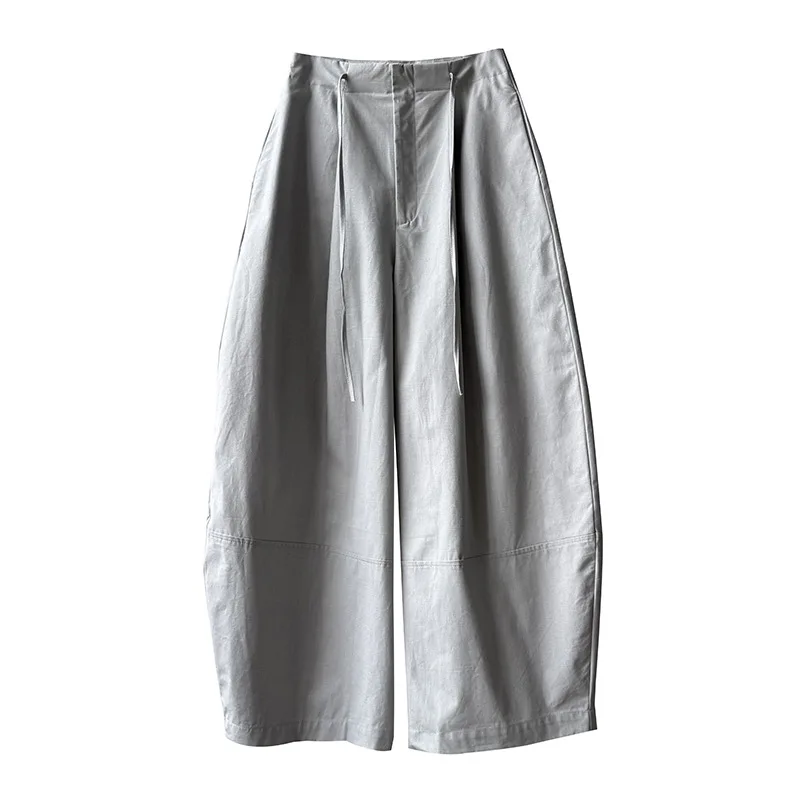 Women's Drawstring Casual Balloon Pants - Autumn Lazy Style Utility Wide-leg Sickle Straight Pants