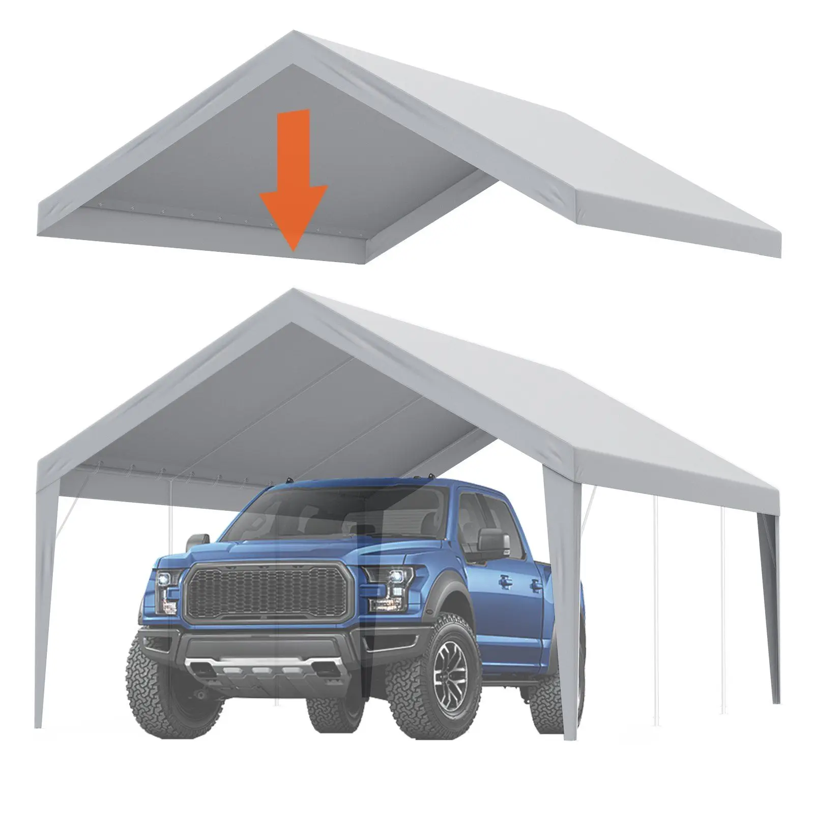 

Carport Replacement Canopy Cover 13 x 20 ft, Garage Top Tent Shelter Tarp Heavy-Duty Waterproof & UV Protected, Easy Installati