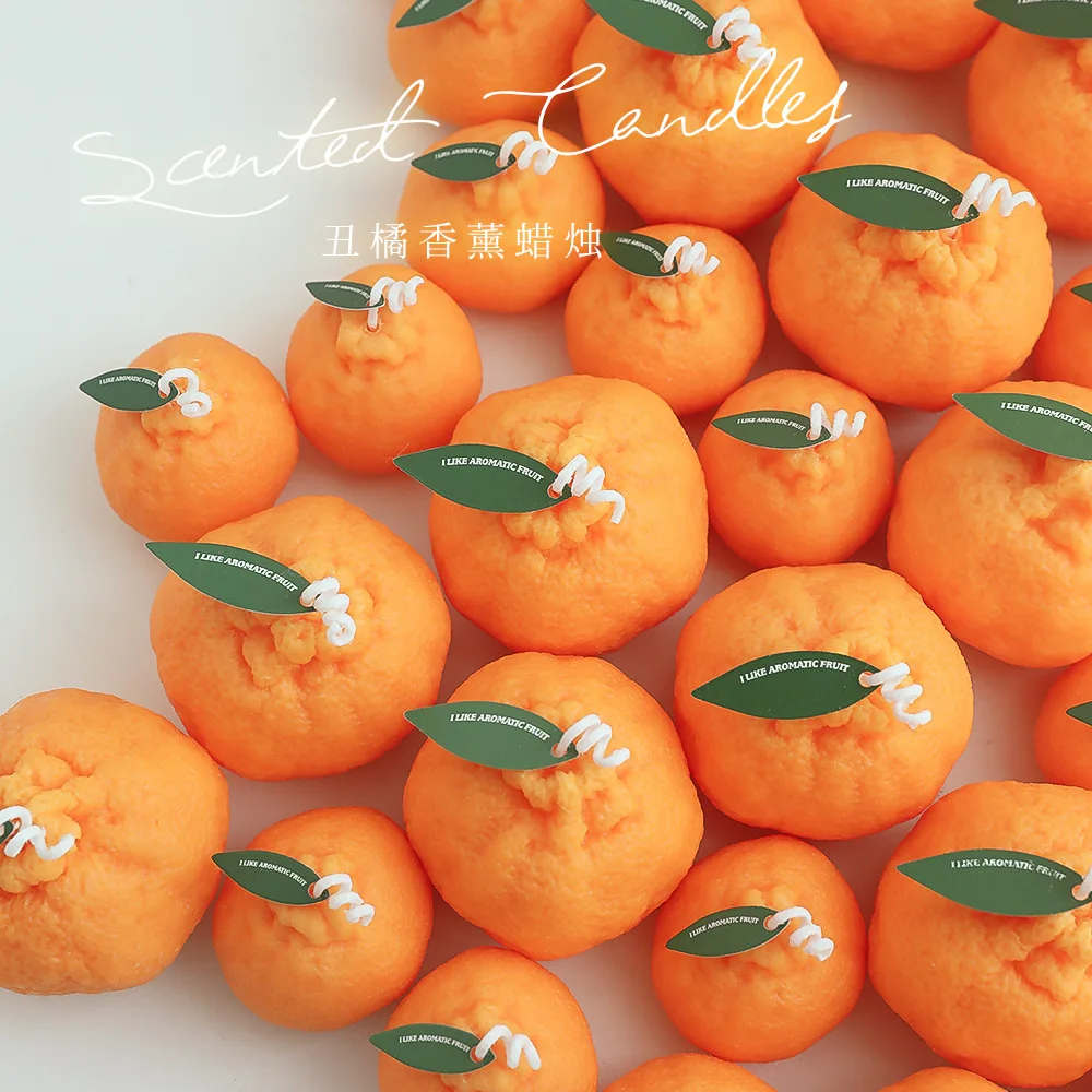 Fruit Orange Candle Handmade Scented Candle Aromatherapy Soy Wax Candle Wedding Birthday Candles Party Home Decoration