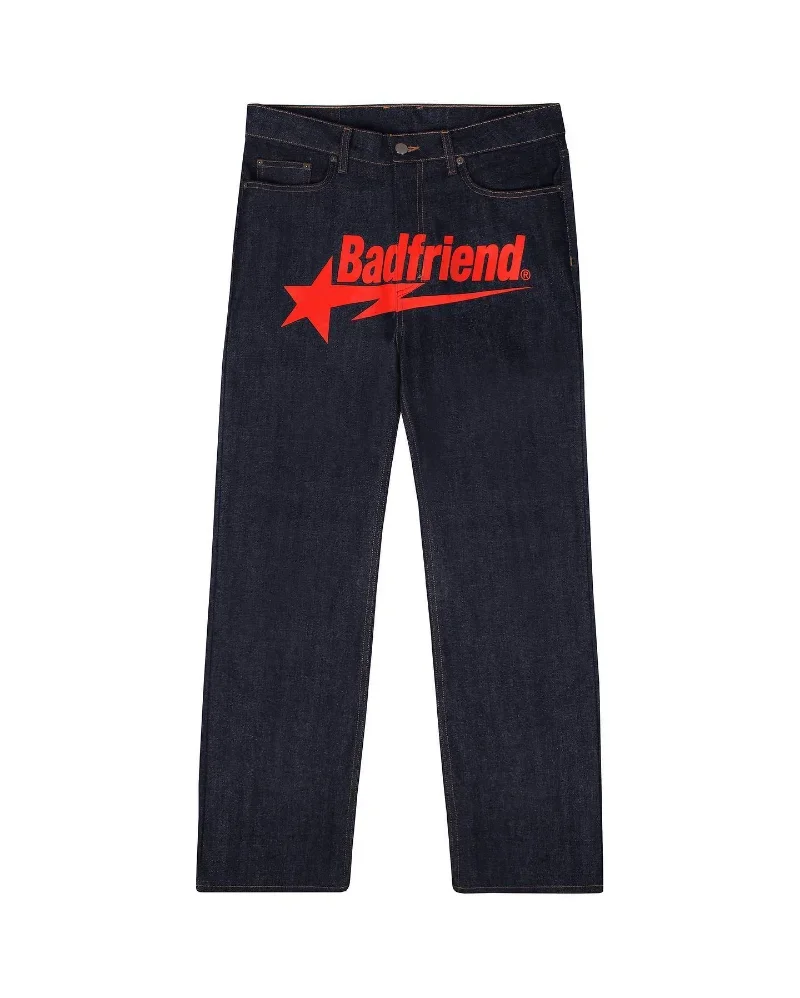 Badfriend Letter Printed Loose Jeans 2024 New Harajuku Fashion Punk Rock Wide-leg Pants Men And Women All-match Y2k Street Jeans