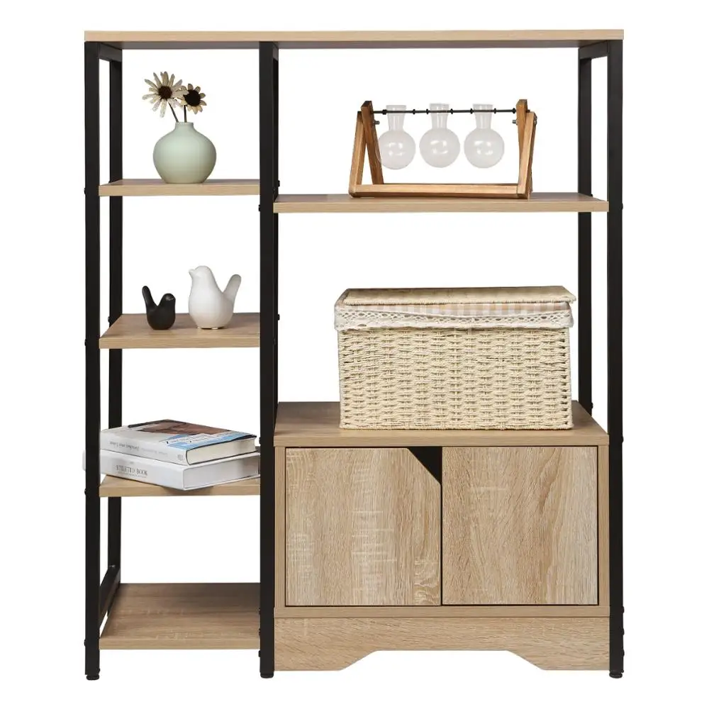WOLTU Eck-Bücherregal, Organizer, 6-stufiges Holz-Bücherregal, Aufbewahrungsregal, Standregal mit 1 Schublade für Büro, Wohnzimmer, Küche