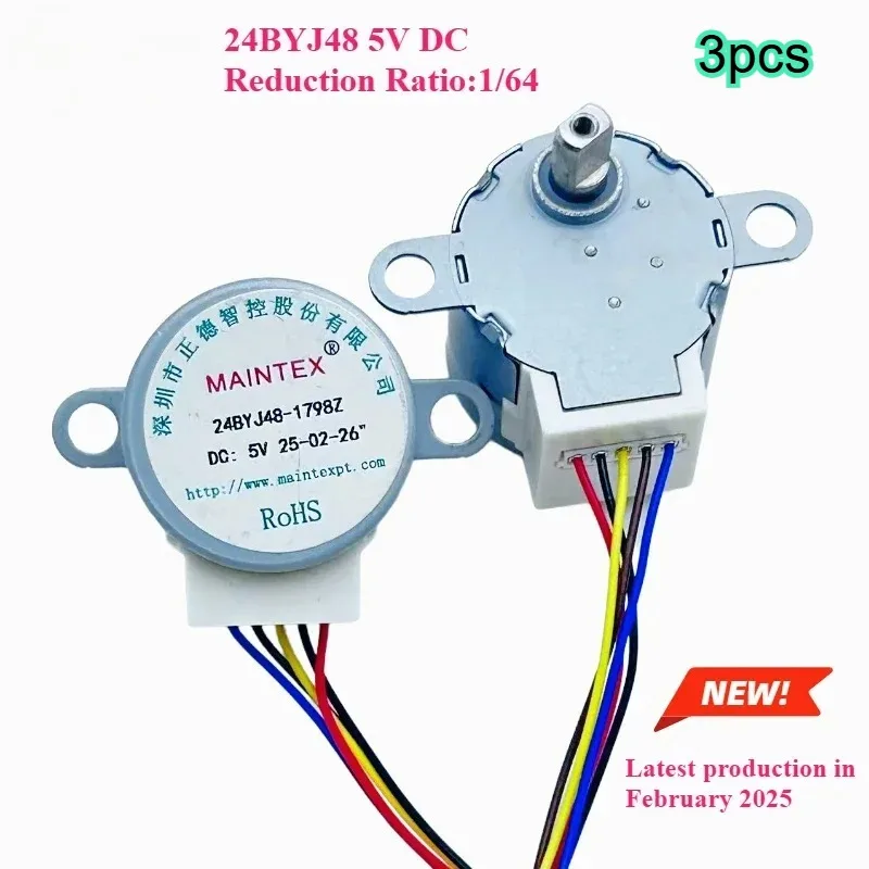 3 個 4 相 5 線式 DC ギアステッピングモーター 5V 24BYJ48 減速モーター比 64:1 シングルチップマイクロコンピュータ/カメラモニタリング用