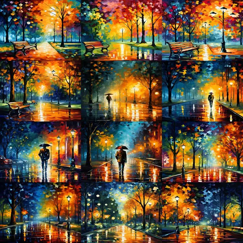 

SDOYUNO Painting Paints By Numbers Golden Maple Leaf Street Lamp Landscape With Frame Adults Crafts Unique Gift Room Decor