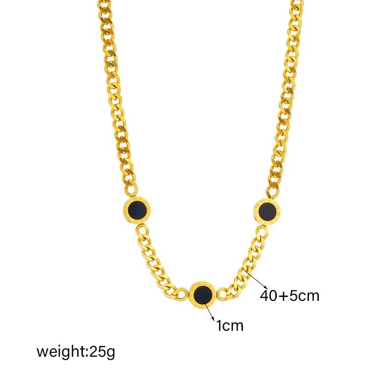 DIEYURO 316L Stainless Steel Double-Sided Round Roman Numerals Necklace For Women Girl New Trend Neck Chain Choker Jewelry Gift