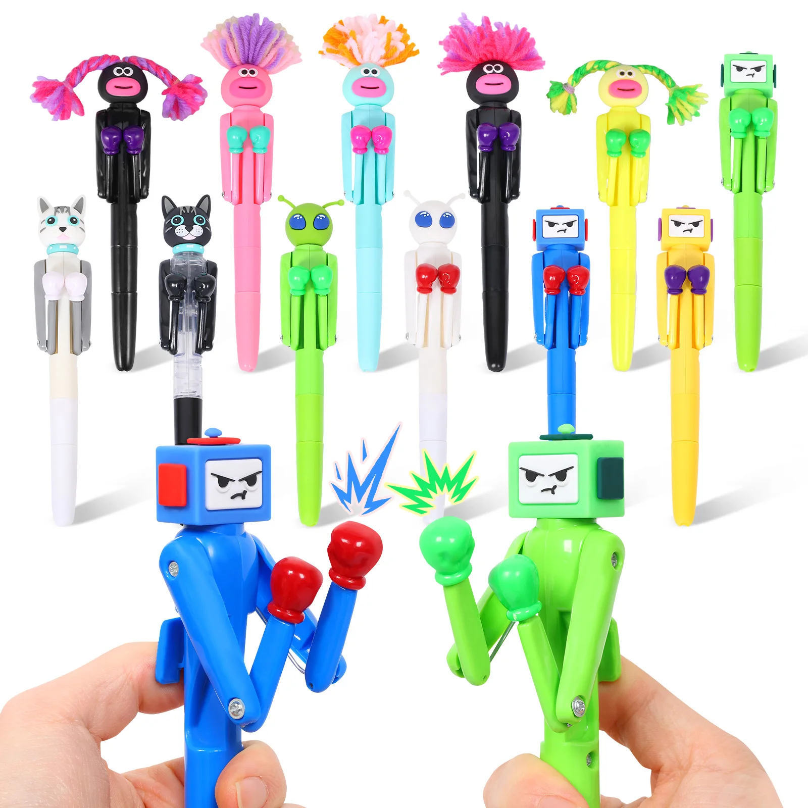 

12Pcs Boxing Robot Ballpoint Pen 1 .0mm Refills Cartoon Novelty Boxing Ballpoint Pen Crisp Button Ballpoint Pen School Supplies