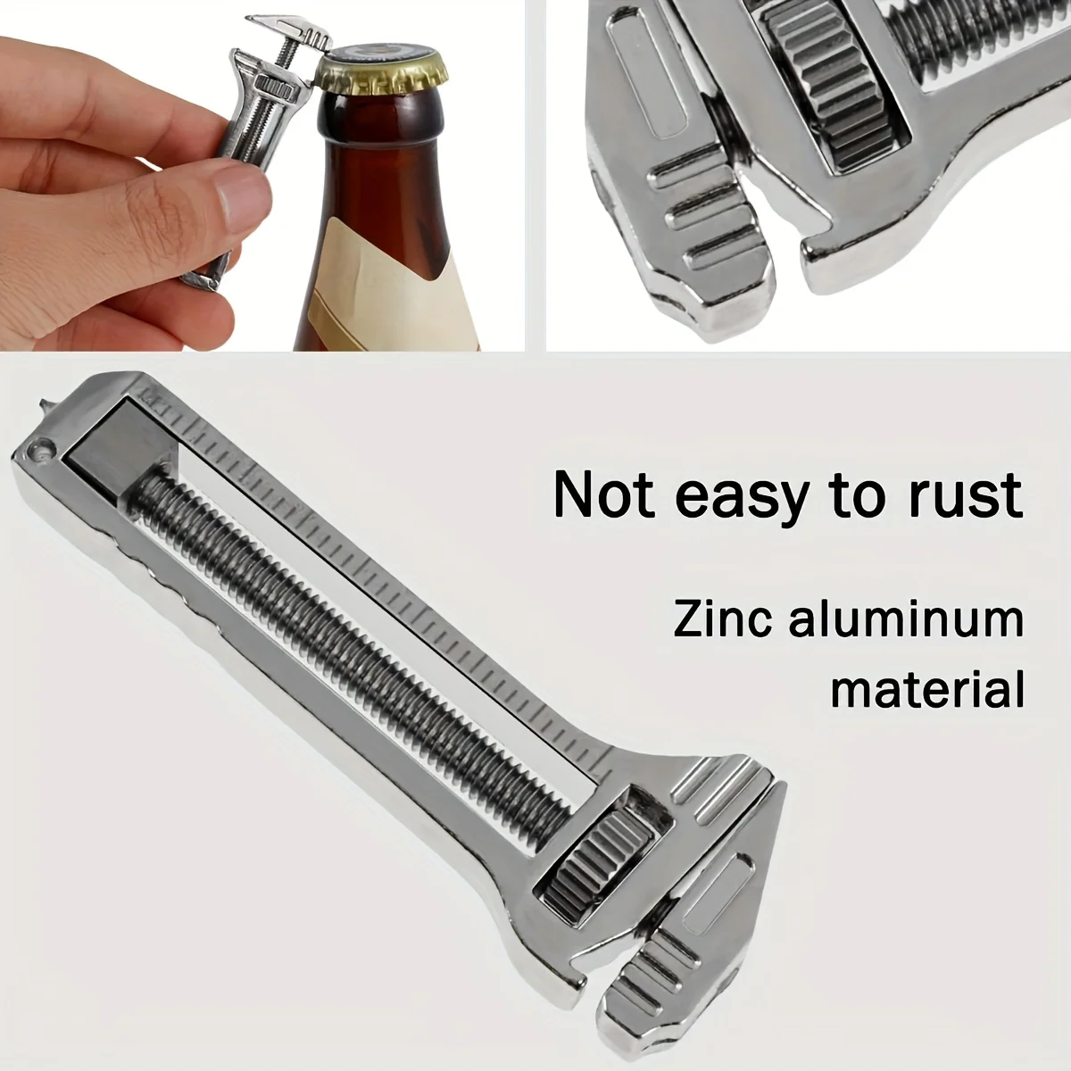 Mini Adjustable Wrench Multifunctional EDC Pocket Tool, Rustproof Stainless Steel